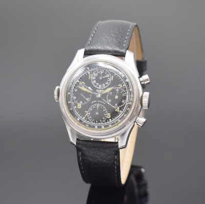 UNIVERSAL GENEVE Aero Compax Chronograph Referenz 22290, Schweiz um 1950, Handaufzug, 2-teil. Geh. in Stahl, sign. Boden geschr., rest. Zifferbl., ...