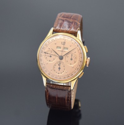 GÜBELIN Herrenarmbanduhr mit Chronograph Kaliber Valjoux 72C Referenz 3125, Schweiz um 1945, Handaufzug, 2-teil. verg. Gehäuse, Stahlboden ...