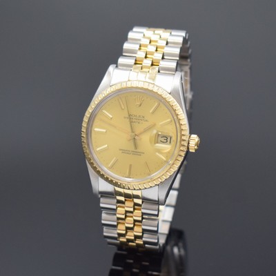 ROLEX Oyster Perpetual Date Herrenarmbanduhr Referenz 15053, Schweiz um 1982, Automatik, Chronometer der Superlative in Stahl/Gold kombiniert inkl. ...