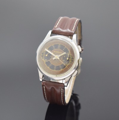 ETERNA Herrenarmbanduhr mit Chronograph Kaliber 703 E / Valjoux 22, Schweiz um 1950, Handaufzug, 3-teil. Stahlgehäuse, Boden u. Glasrand aufgedr., ...