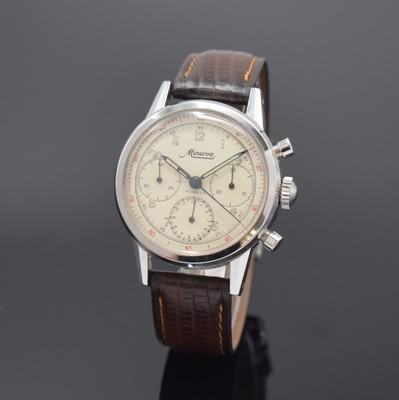 MINERVA Herrenarmbanduhr mit Chronograph Referenz VD 712 Kaliber Valjoux 72, Schweiz um 1965, Handaufzug, 2-teil. Gehäuse in Stahl, sign. Boden ...
