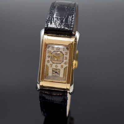 ROLEX Prince Brancard Chronometer Armbanduhr in RG/WG 375/000 Referenz 971, Schweiz um 1939, Handaufzug, Rectangulärgeh., Boden m. Gravur aufgedr., ...