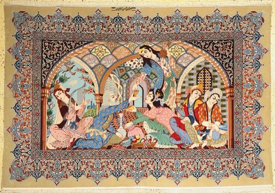Esfahan fein(20 Kheft), Persien, Sign(Esmailian), ca. 50 Jahre, Korkwolle mit und auf Seide, ca. 215 x 146 cm, ca. 1,0 Mio. Kn/qm, EHZ: 1-2