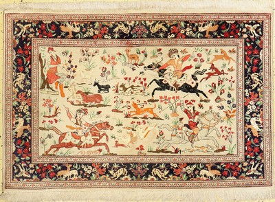 Ghom Seide fein, Persien, um 1960, reine Naturseide, ca. 100 x 150 cm, EHZ: 1-2(kleine Flecken)