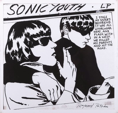 Raymond Pettibon, geb. 1957, "Sonic Youth", Digitaler Fotoabzug, handsign.,unter doppeltem Plexiglas gerahmt, Blatt ca. 30x31, R. 38,5x42 cm