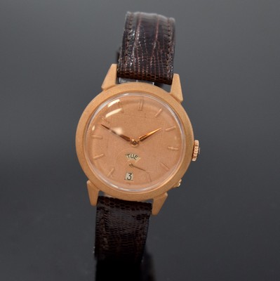 MOVADO Hammerautomatik Armbanduhr in RG 750/000, Schweiz um 1950, später mattiertes FB-Geh. und Zifferbl., Boden verschr., orig. Krone, gold. ...