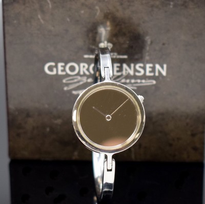 GEORG JENSEN Designerarmbanduhr in Stahl Referenz 337, Dänemark um 2000, quarz, Monocoque-Geh. 4-fach verschr., Spiegelzifferblatt m. silb. Zeiger, ...