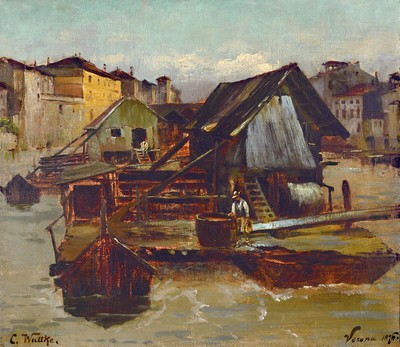 Carl Wuttke, 1849 Trzebnica/Polen-1927 München, Studium an den Akademien Berlin, München und Düsseldorf bei Eugen Dücker, 1874-76 Wanderung über ...