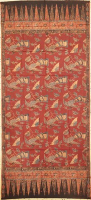 Cirebon Batik, Sumatra, um 1960, Baumwolle mit Vögeln und Blumen. EHZ: 1-2, ca. 226 x 103 cm.