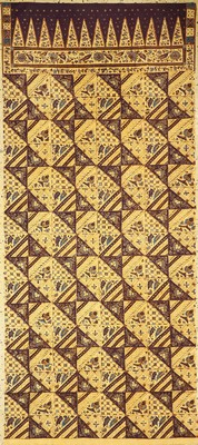 Cirebon Kain Panjang Batik, Tulis, Java, um1970, Baumwolle, Kachelmuster, EHZ 1-2, ca. 235 x 105 cm.