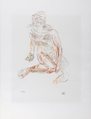 Oskar Kokoschka, 1886-1980, Farblithographie "Flussgott", Blatt 29x21 cm, handsigniert, Ed. 47/75, unter Glas gerahmt 56x46 cm