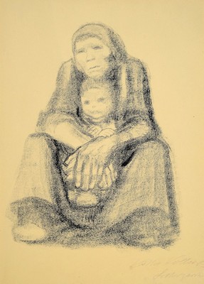 Käthe Kollwitz, 1867-1945, Selbstbildnis, orig. Radierung, Verlag von Emil Richter, Druck O. Felsing, Berlin, Platte 15x14 cm,