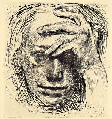 Käthe Kollwitz, 1867-1945, Arbeiterfrau mit Kind, handsigniert, Alterssp., Blatt 44x31 cm