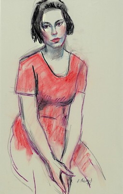 Heinz Friedrich, 1924-2018 Schwetzingen, Studium an der Akademie Karlsruhe bei Laible und Schnarrenberger, hier: Sitzende Frau, große ...