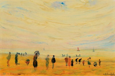 C.H. Roussel, 20.Jh., Strandszene, signiert, Öl/Lwd, Rahmen, 47x63 cm