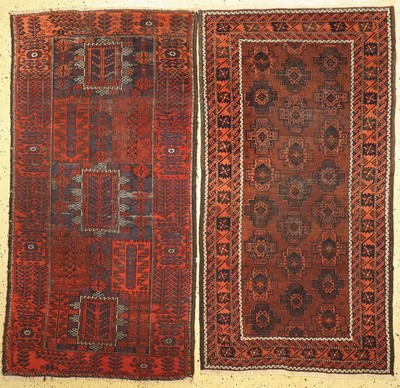 2 Lots Belutsch antik, Persien, 19.Jhd, Wolle auf Wolle, ca. 196 x 105 cm, EHZ: 4