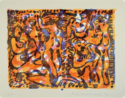 Rudi Baerwind, 1912-1982 Mannheim, Studium in Berlin, München und Paris, Schüler von FernandLeger, Farblithographie, tachistische Komposition, Ed. ...