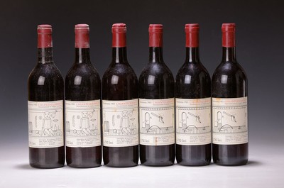 Horst Antes (geb. 1936): 6 Flaschen 1983 Chianti Classico mit Künstleretiketten, vom künstlereigenen Weingut Podere Sicellino in Chianti, je ca. ...