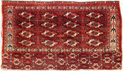 Tekke Tschowal antik, Kaukasus, 19.Jhd, Wolle auf Wolle, ca. 130 x 75 cm, EHZ: 3(geflickt)