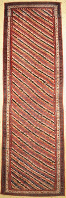 Kurdische Gallerie antik, Persien, um 1900,Wolle auf Wolle, ca. 406 x 131 cm, EHZ: 1-2, (restauriert)
