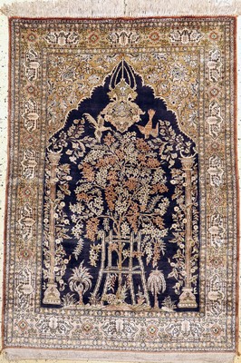 Ghom Seide alt, Persien, um 1960, reine Naturseide, ca. 150 x 106 cm, EHZ: 1-2