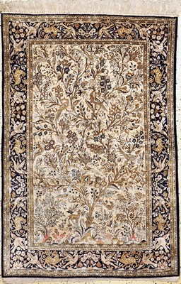 Ghom Seide alt, Persien, um 1960, reine Naturseide, ca. 160 x 110 cm, EHZ: 1-2