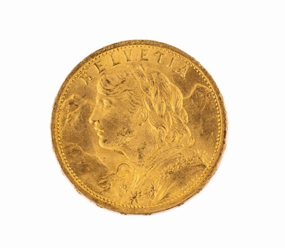 Goldmünze 20 Franken, Schweiz 1899, sogn. Vreneli, Helvetia