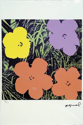 Nach Andy Warhol (1928-1987), Lithographie, "Flowers 67" (1970), Ed. 68/100, Steinsignatur, auf Arches-Bütten, Editeur-Prägestempel ...