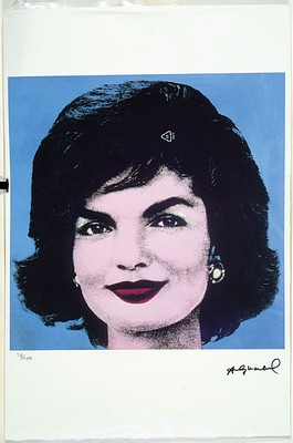 Nach Andy Warhol (1928-1987), Lithographie, "Jackie Kennedy", Ed. 38/100, Steinsignatur, auf Arches-Bütten, Editeur-Prägestempel Georges ...
