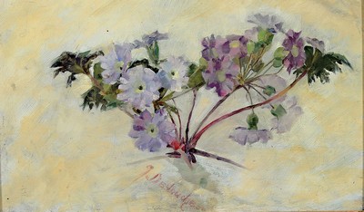 Johanna von Destouches, 1869-1956 München, Blumenstillleben, Öl/Holz, signiert,, ca. 20 x32 cm, Rahmen ca. 35 x 47.5 cm