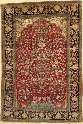 Esfahan"Ahmad" antik, Persien, um 1900, Wolle auf Baumwolle, ca. 210 x 142 cm, EHZ: 2(Oxidiert)