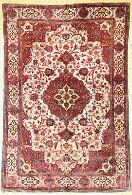 Keschan Seide"Souf", antik, Persien, um 1900, reine Naturseide, ca. 200 x 138 cm, EHZ:2, (Souf stellenweise restauriert).
