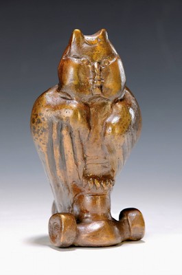 Gernot Rumpf, geb. 1941 Kaiserslautern, Kleine Eule, Bronze, monogr., num. 17/25, Gießerstempel Stehle, H. ca. 15cm