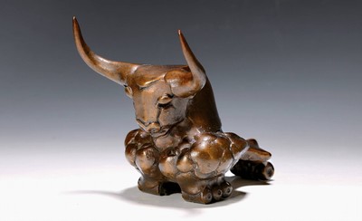 Gernot Rumpf, geb. 1941 Kaiserslautern, Kleiner Stierkopf, Bronze, monogr., num. 28/30, H. ca. 16cm