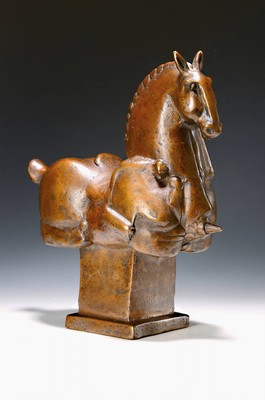 Gernot Rumpf, geb. 1941 Kaiserslautern, Pferd mit Dorn, Bronze, signiert, num. 9/25, Gießerstempel Strehle, H. ca. 35cm