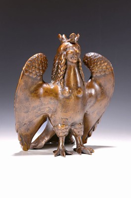 Gernot Rumpf, geb. 1941 Kaiserslautern, Königskopf-Adler, Bronze, monogr., num. 6/30, Gießerstempel Strehle, H. ca. 24cm
