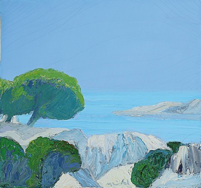 Roger Mühl, 1929 Strassburg-2008 Mougins, Les iles de Levins, Öl/Lwd, mittig unten sign., rückseitig betitelt, ca. 49x53cm, Schattenfugenrahmen ...