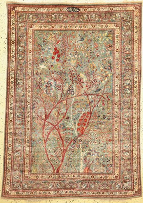 Seltener antiker Seiden Teheran, Persien, (von Salmasi im Auftrag gegeben), 19.Jhd, reine Naturseide, ca. 188 x 135 cm, ca. 1 Mio Kn/qm, EHZ: ...