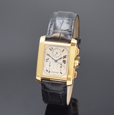 CARTIER Tank Francaise Armbandchronograph in GG 750/000 Referenz 1830, Schweiz um 2005, quarz, 2-teil. Gehäuse, Boden 4-fach verschr., orig. ...