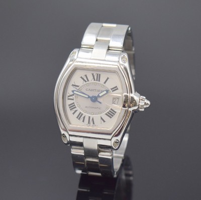 CARTIER Roadster Herrenarmbanduhr Referenz 2510, Schweiz um 2005, Automatik, Edelstahlgeh. inkl. orig. Gliederband m. dopp. Faltschl., Boden 8-fach ...