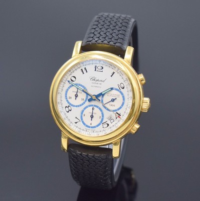 CHOPARD auf 25 Stück limitierter Armbandchronograph zur 10. Kitzbüheler Alpenrallye in GG 750/000, Schweiz um 1998, Automatik, orig. Kautschukband ...