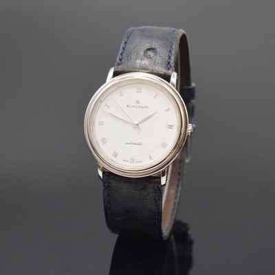 BLANCPAIN Damenarmbanduhr Villeret in Stahl, Schweiz um 1995, Automatik, 2-tlg. Geh. inkl. orig. Lederband m. orig. Dornschl., Glasrand u. Boden ...