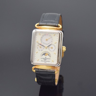 ULYSSE NARDIN Herrenarmbanduhr Michelangelo mit Vollkalenderanzeige und Mondphase Referenz 164-44, Schweiz um 1995, Automatik, Edelstahl/Gold ...