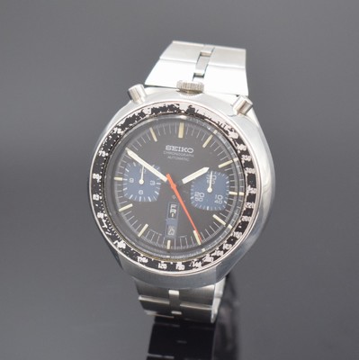 SEIKO sog. BULLHEAD Armbandchronograph Referenz 6138-0040, Japan um 1970, Automatik, verschr. Edelstahlgeh., orig. Gliederband m. Faltschl., Lün. m. ...