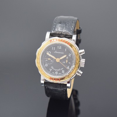 MERCEDES BENZ / LEMANIA 1872 Armbandchronograph in Stahl/Gold, Schweiz um 1990, Handaufzug, beids. vergl. Geh., Lünette verg., Boden 4-fach ...