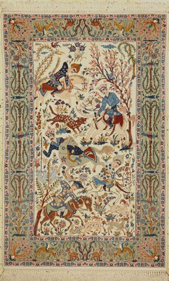 Esfahan fein, Persien, um 1960, Korkwolle auf Seide, ca. 165 x 106 cm, ca. 1,0 Mio. Kn/qm, EHZ: 1-2