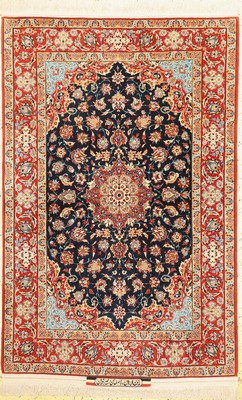 Esfahan"Seyrafian" fein, Persien, um 1950, Korkwolle auf Seide, ca. 163 x 105 cm, ca. 1,2Mio. Kn/qm, EHZ: 1, (Fransen fachmännisch ...