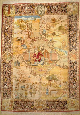 Seltener feiner Täbriz" Vier Jahreszeiten" Persien, um 1940,Korkwolle auf Baumwolle, ca. 390 x 290 cm, EHZ : 1-2. Abbildung der ...