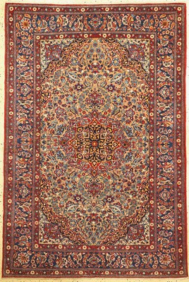 Antiker Esfahan fein, Persien, um 1910, Korkwolle auf Baumwolle, ca. 220 x 147 cm, EHZ: 1-2.