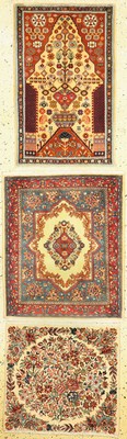 3 Lots feine Poshtis, Persien, ca. 40 Jahre, Korkwolle auf Baumwolle, ca. 85 x 65 cm, EHZ: 1-2